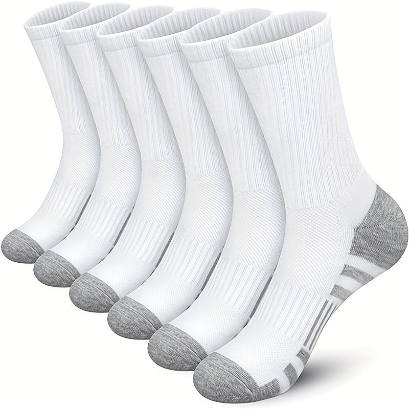 WESTMARE Men's Breathable Crew Socks One Size 6 Pairs - White