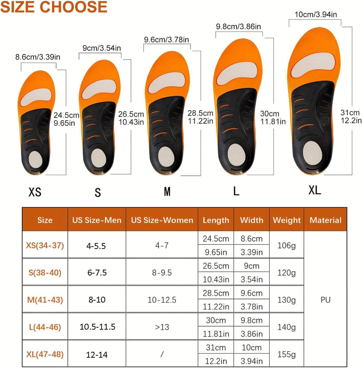 WESTMARE Arch Support Orthopedic Work Insoles - Blue