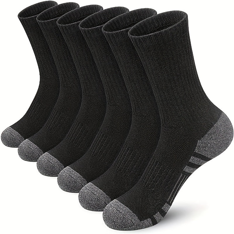 WESTMARE Men's Breathable Crew Socks One Size 6 Pairs - Black