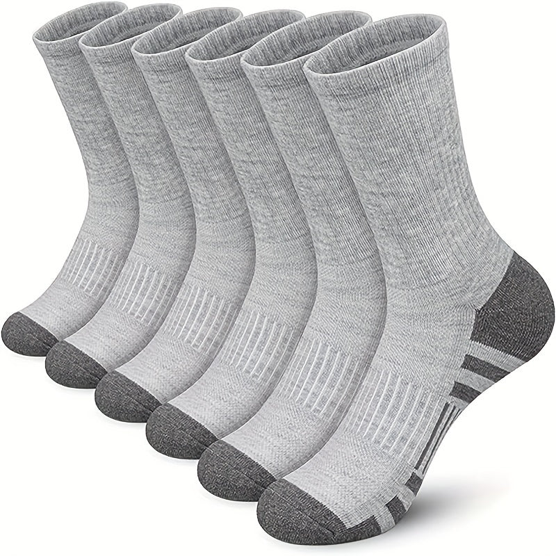 WESTMARE Men's Breathable Crew Socks One Size 6 Pairs - Gray