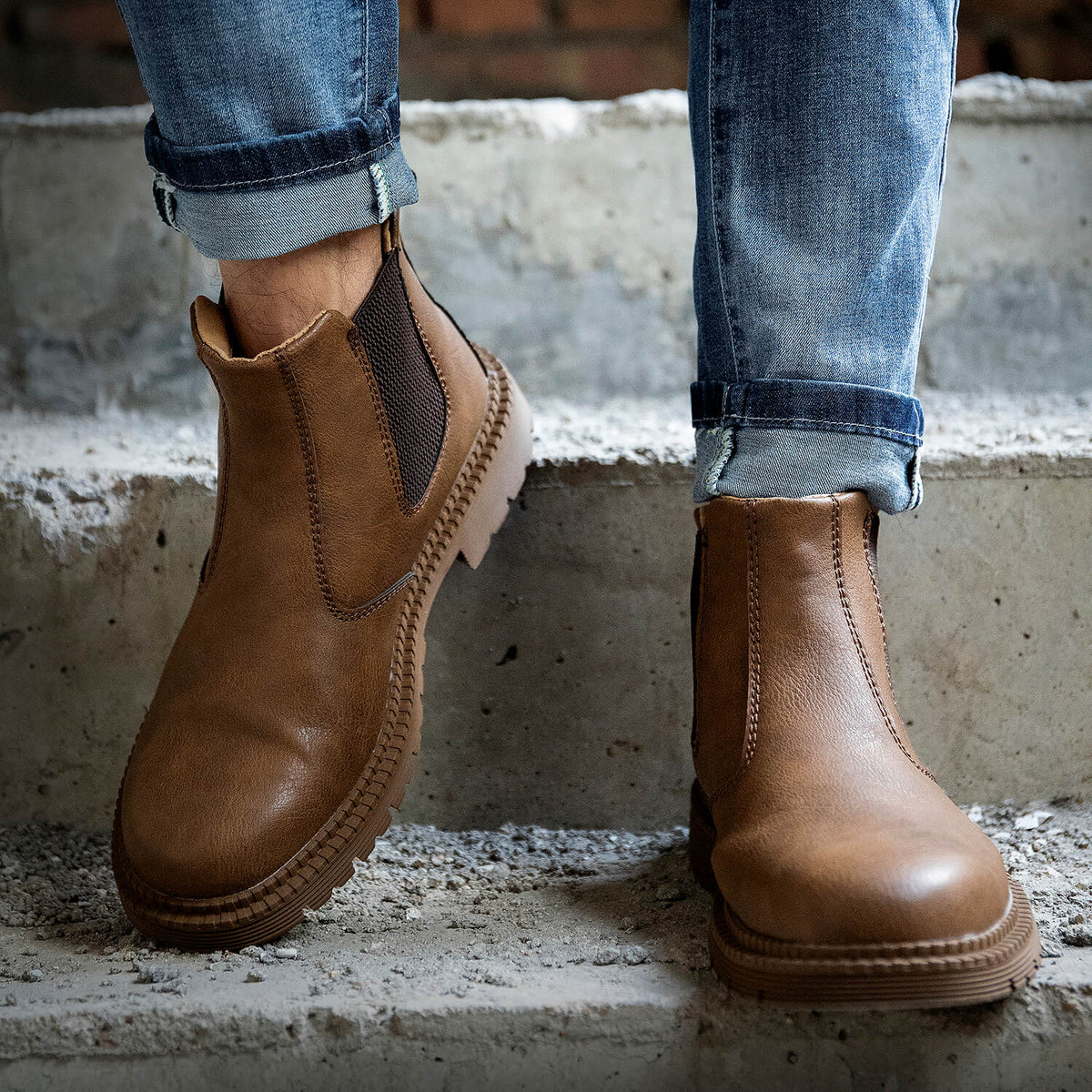WESTMARE Anchor Steel Toe Chelsea Work Boots - Brown