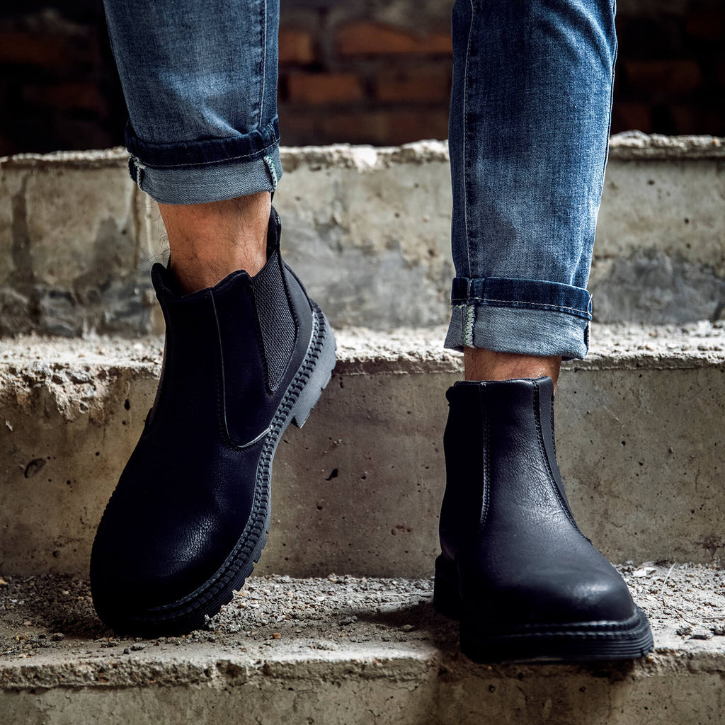 WESTMARE Anchor Steel Toe Chelsea Work Boots - Black