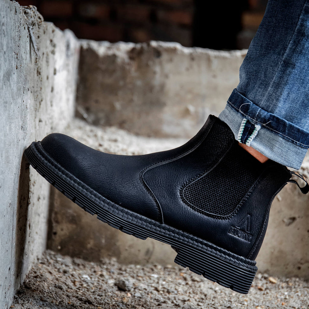 WESTMARE Anchor Steel Toe Chelsea Work Boots - Black
