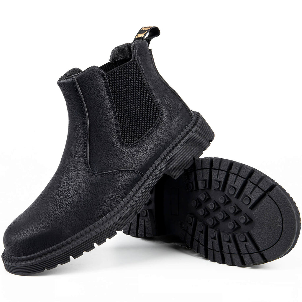 WESTMARE Anchor Steel Toe Chelsea Work Boots - Black