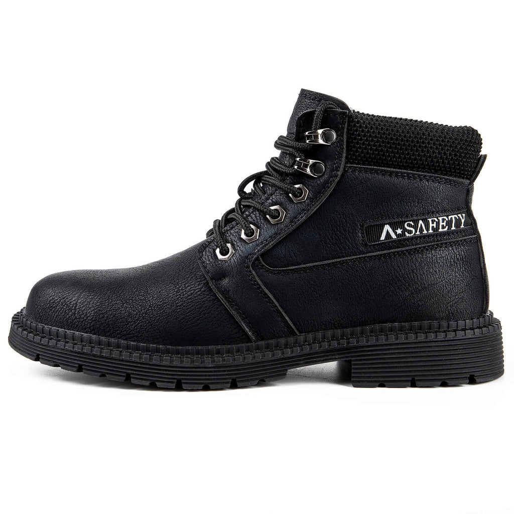 WESTMARE Non-Slip Waterproof Steel Toe Boots - Black