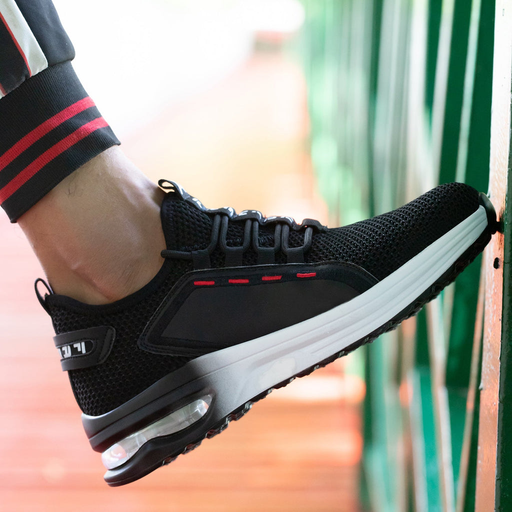 WESTMARE Ventra Breathable Steel Toe Work Sneakers - Black/White