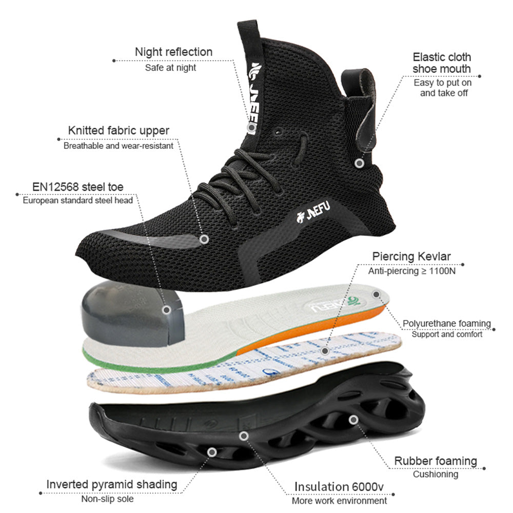 WESTMARE Vertex High-Top Steel Toe Work Sneakers - Black