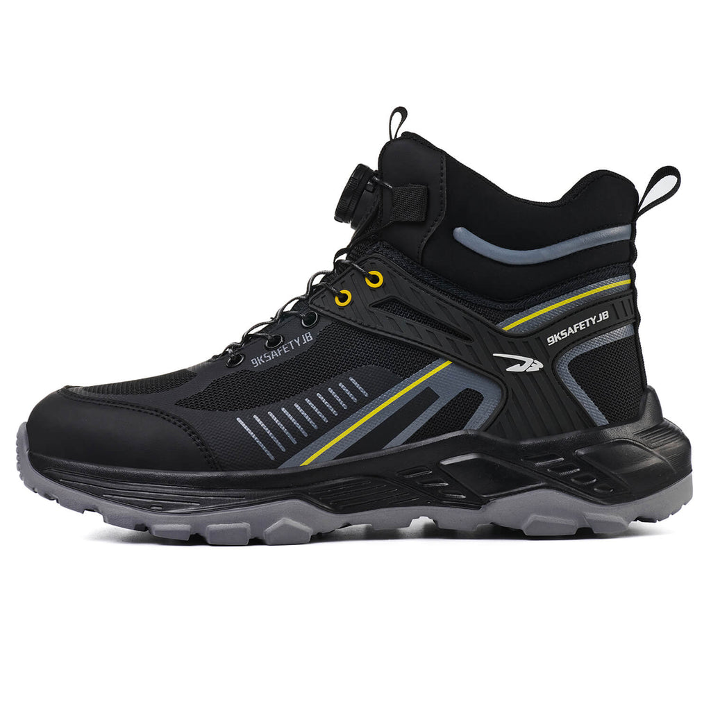 WESTMARE Rivet 6" Steel Toe Dial-Lacing Work Boots - Black