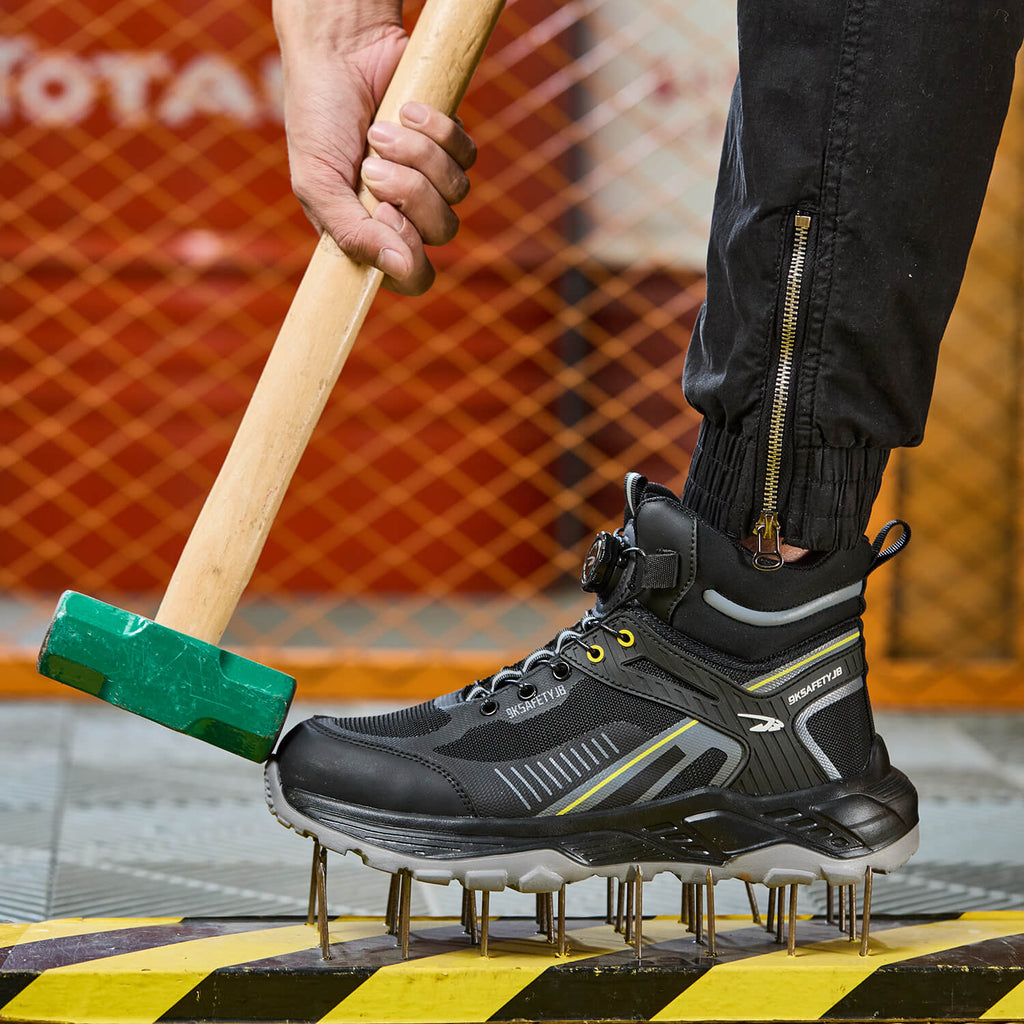 WESTMARE Rivet 6" Steel Toe Dial-Lacing Work Boots - Black