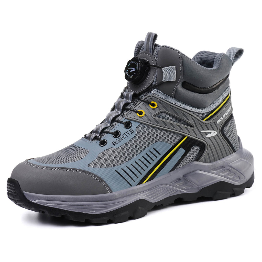 WESTMARE Rivet 6" Steel Toe Dial-Lacing Work Boots - Black