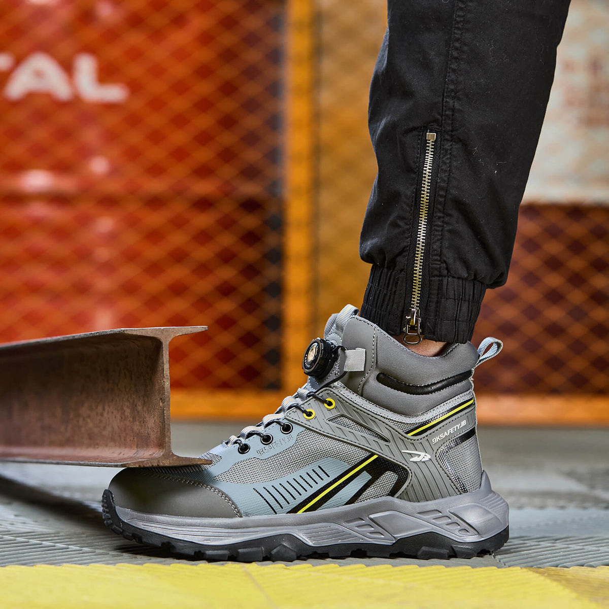 WESTMARE Rivet 6" Steel Toe Dial-Lacing Work Boots - Gray