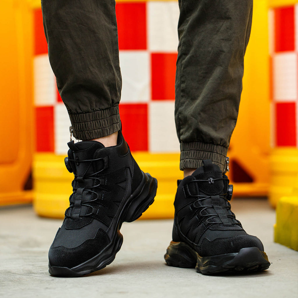 WESTMARE Ascent Steel Toe Dial-Lacing Work Boots - Black