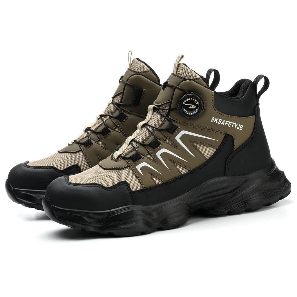 WESTMARE Ascent Steel Toe Dial-Lacing Work Boots - Black