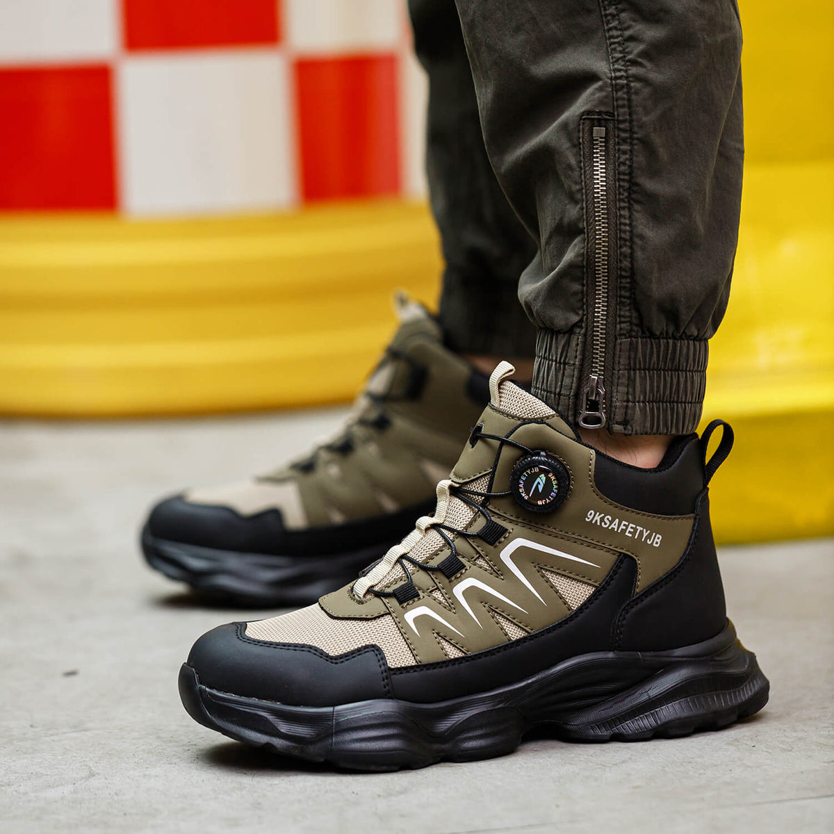 WESTMARE Ascent Steel Toe Dial-Lacing Work Boots - Khaki