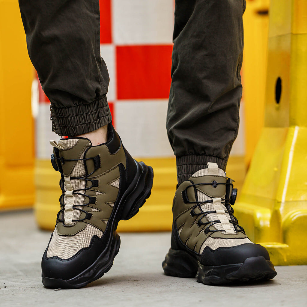 WESTMARE Ascent Steel Toe Dial-Lacing Work Boots - Khaki