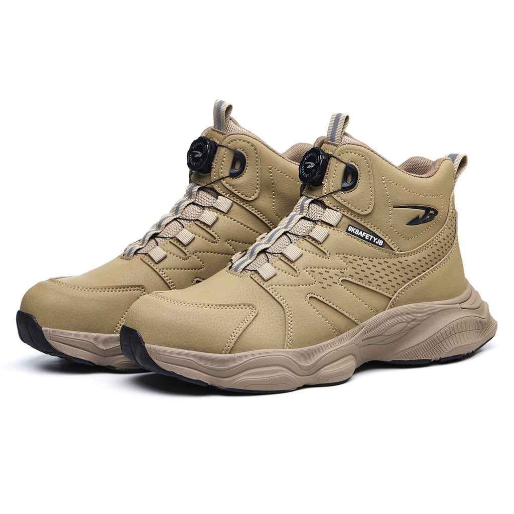 WESTMARE 6" Steel Toe Dial-Lacing Non Slip Work Boots - Khaki