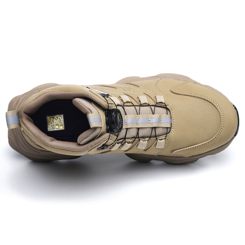 WESTMARE 6" Steel Toe Dial-Lacing Non Slip Work Boots - Khaki