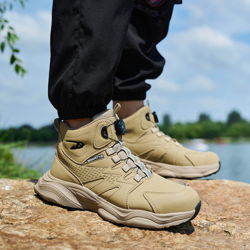 WESTMARE 6" Steel Toe Dial-Lacing Non Slip Work Boots - Khaki