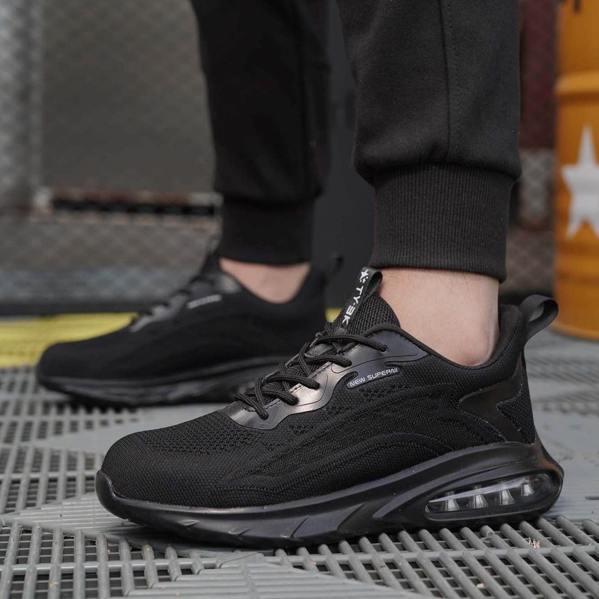 WESTMARE Propel Air-Cushion Steel Toe Work Sneakers - Black