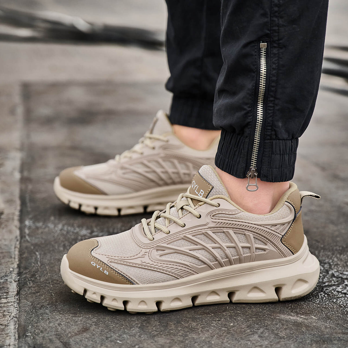 WESTMARE Axial Lightweight Steel Toe Work Sneakers - Khaki