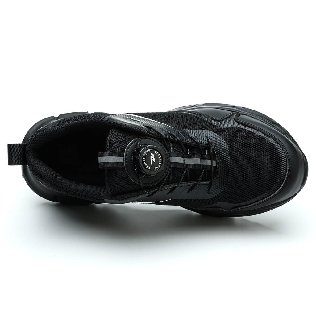 WESTMARE Dial-Lacing Breathable Steel Toe Work Sneakers - Black