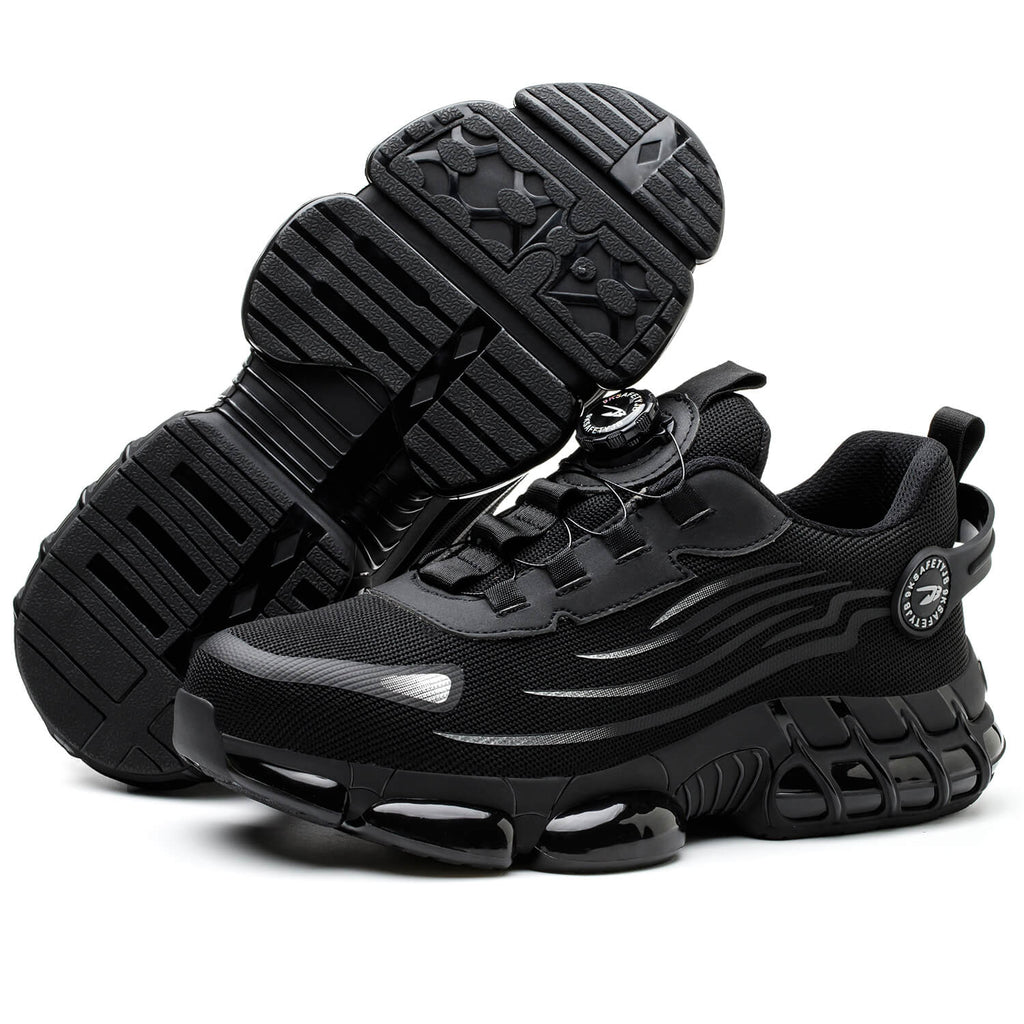 WESTMARE Vector Steel Toe Dial-Lacing Work Sneakers - Black
