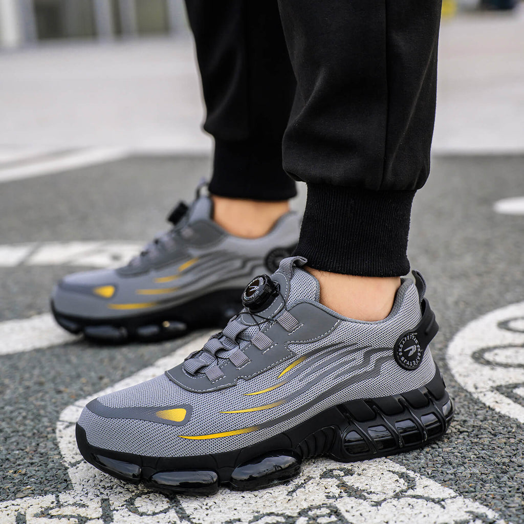 WESTMARE Vector Steel Toe Dial-Lacing Work Sneakers - Gray