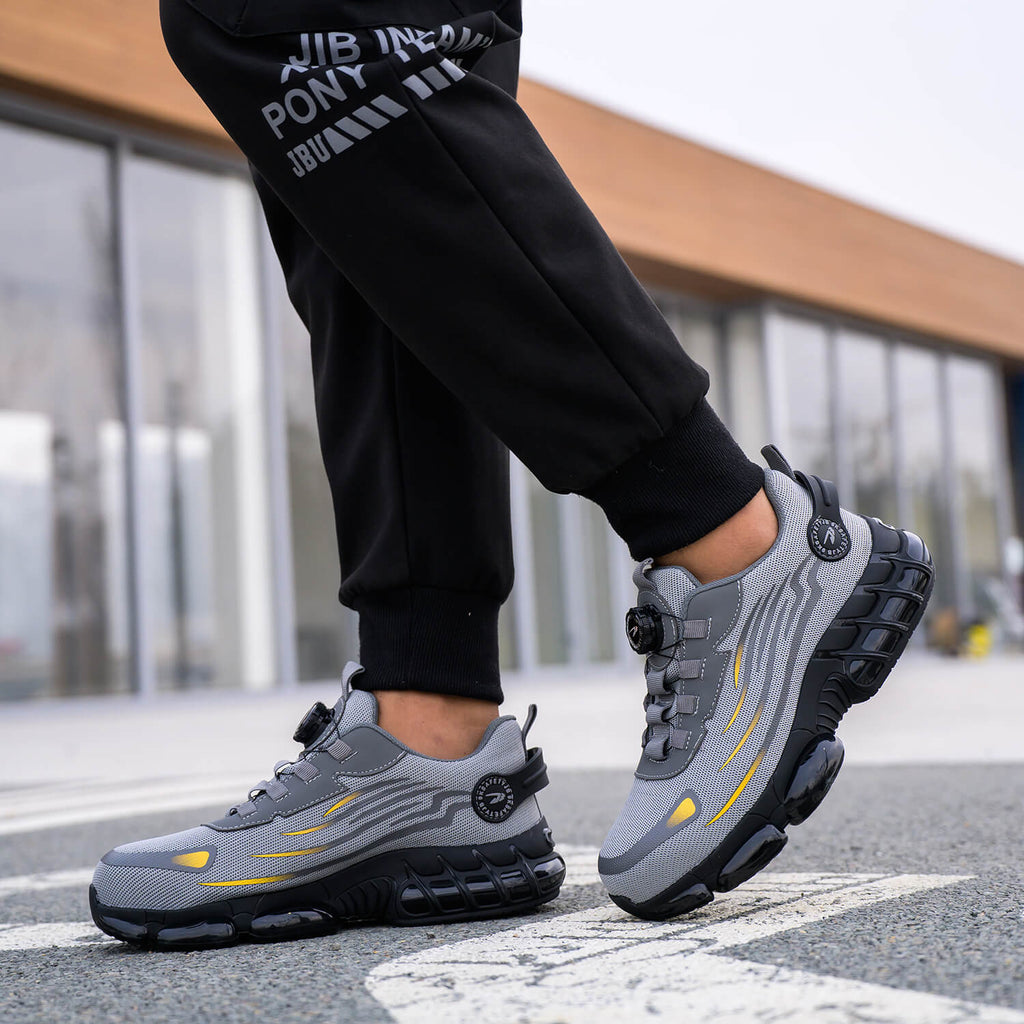 WESTMARE Vector Steel Toe Dial-Lacing Work Sneakers - Gray