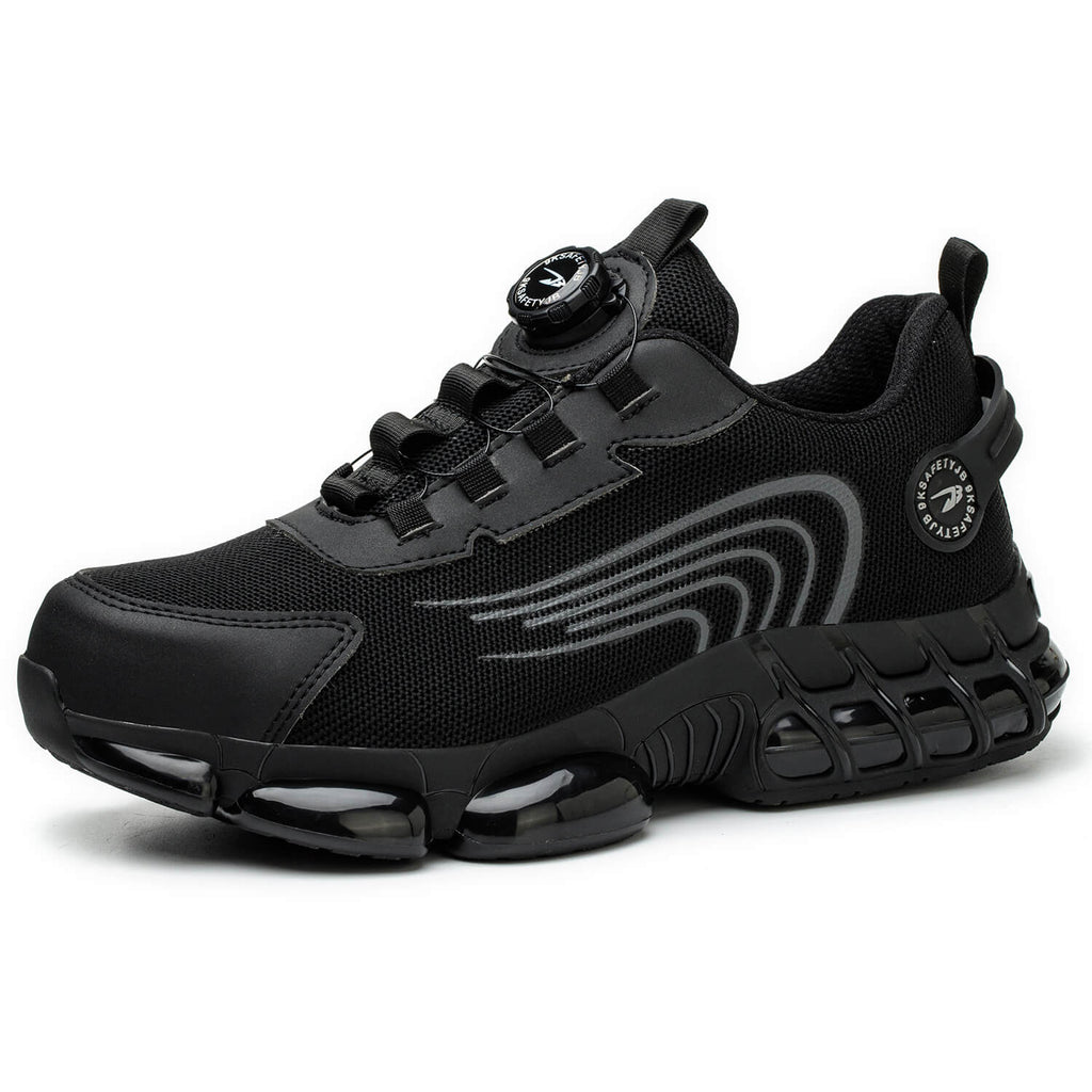 WESTMARE Torque Steel Toe Dial-Lacing Work Sneakers - Black