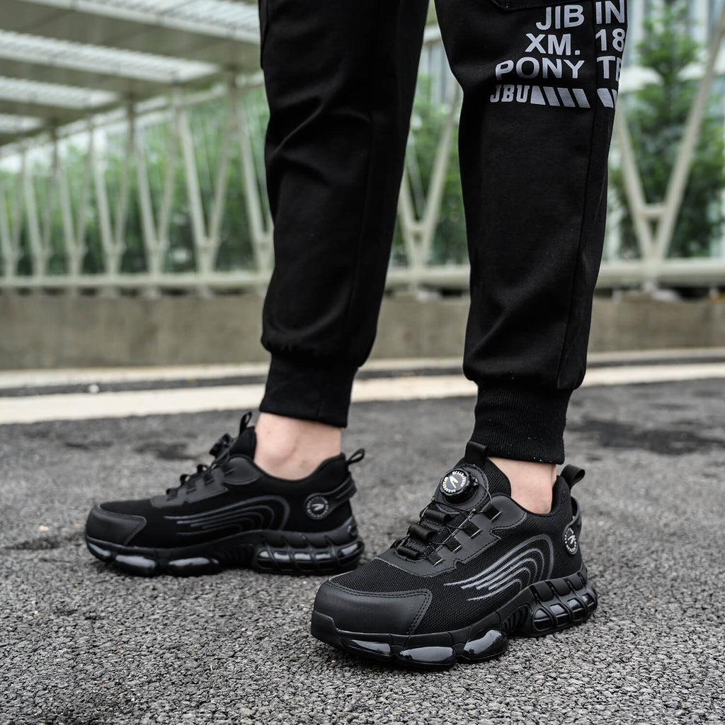 WESTMARE Torque Steel Toe Dial-Lacing Work Sneakers - Black
