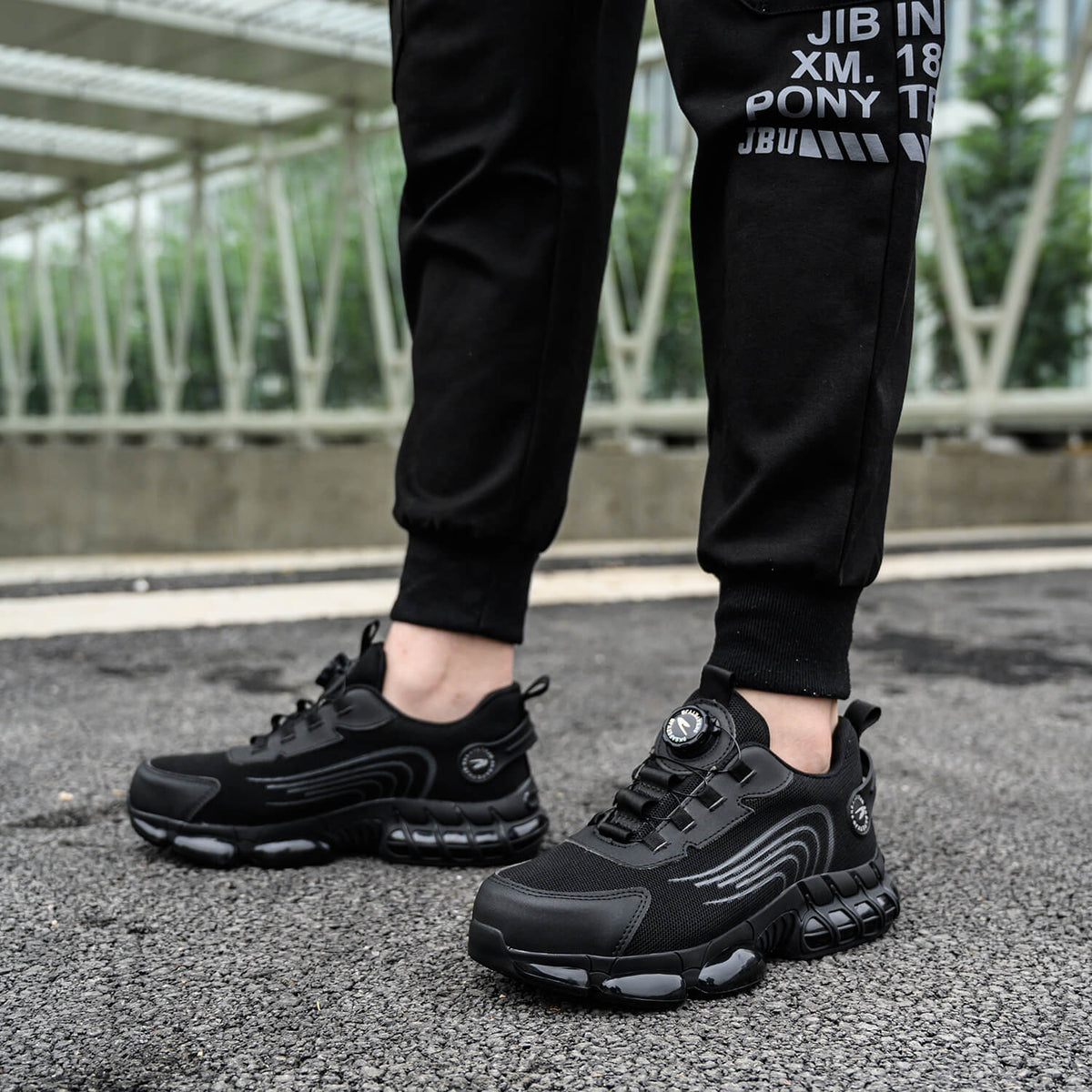 WESTMARE Torque Steel Toe Dial-Lacing Work Sneakers - Black