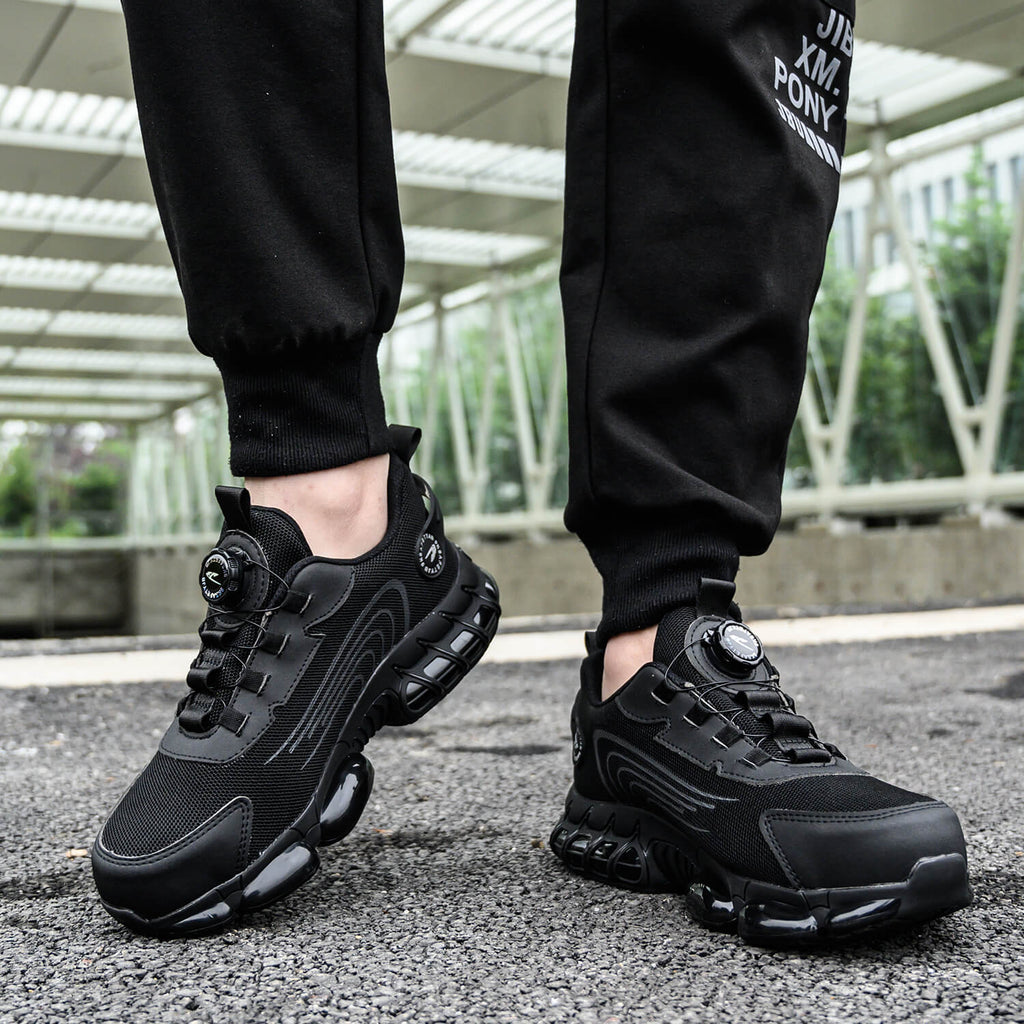 WESTMARE Torque Steel Toe Dial-Lacing Work Sneakers - Black