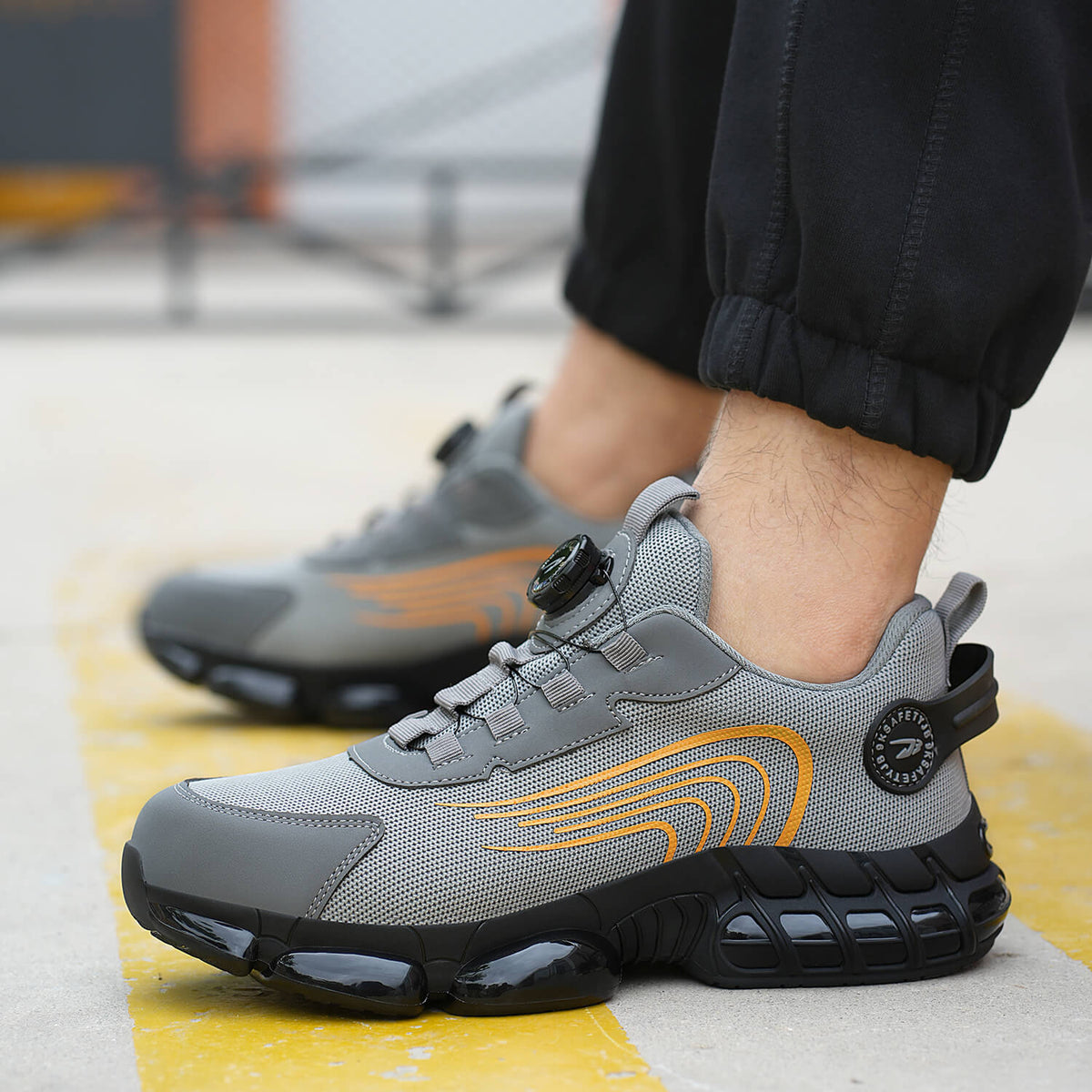 WESTMARE Torque Steel Toe Dial-Lacing Work Sneakers - Black
