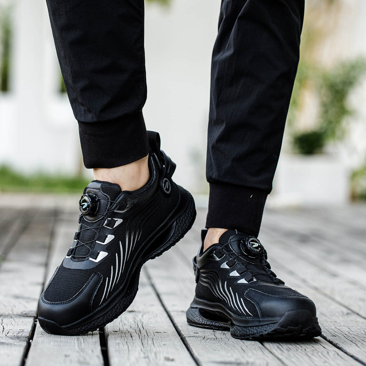 WESTMARE Dial-Lacing Steel Toe Work Sneakers - Black