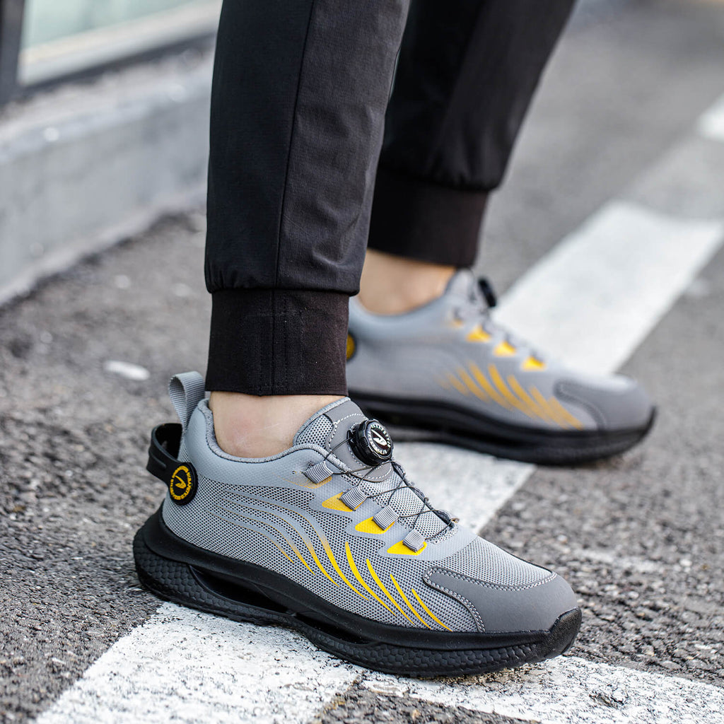 WESTMARE Dial-Lacing Steel Toe Work Sneakers - Gray