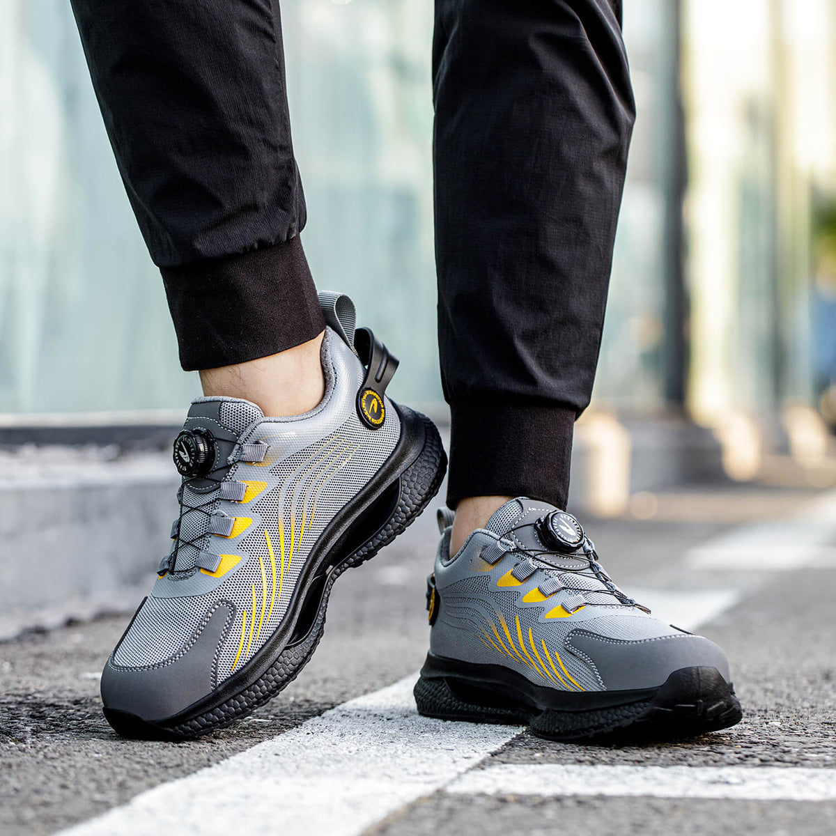WESTMARE Dial-Lacing Steel Toe Work Sneakers - Gray