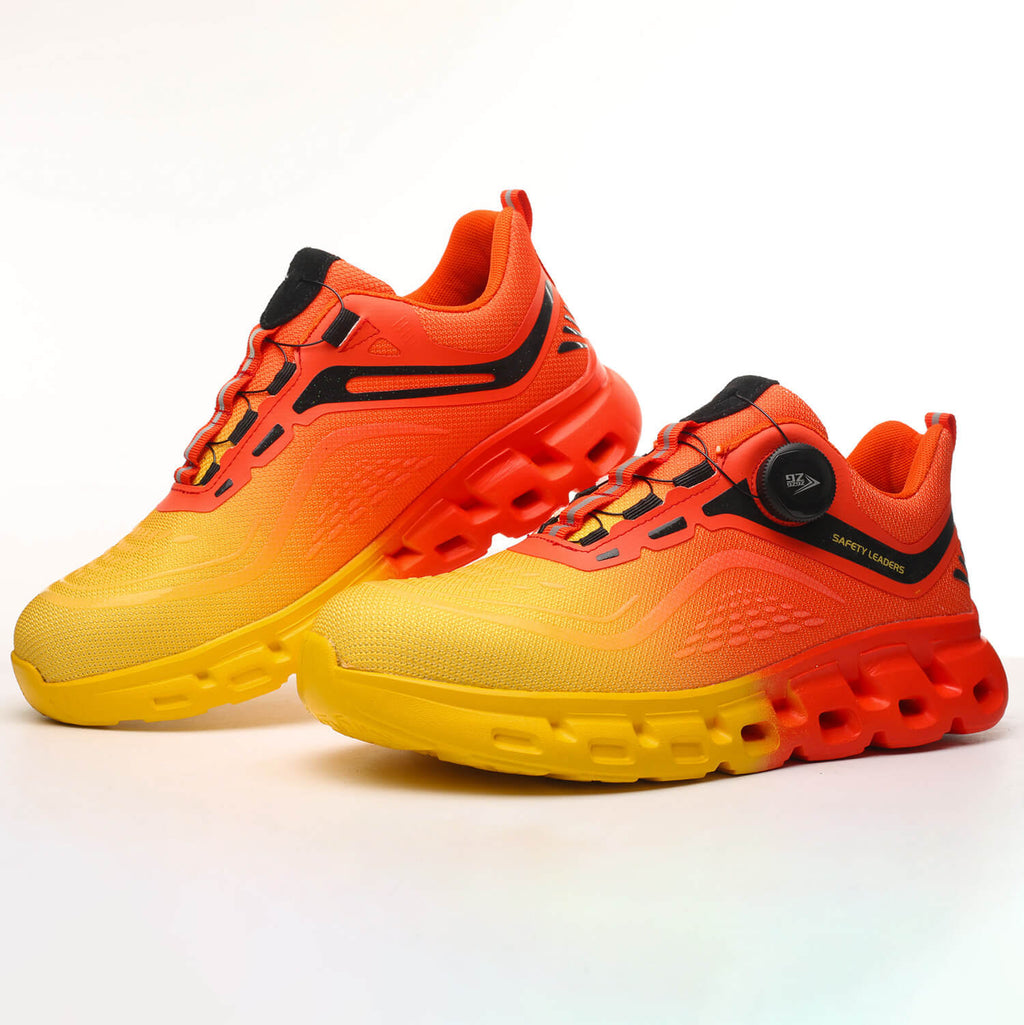 WESTMARE Axiom Dial-Lacing Steel Toe Work Sneakers - Yellow/Orange