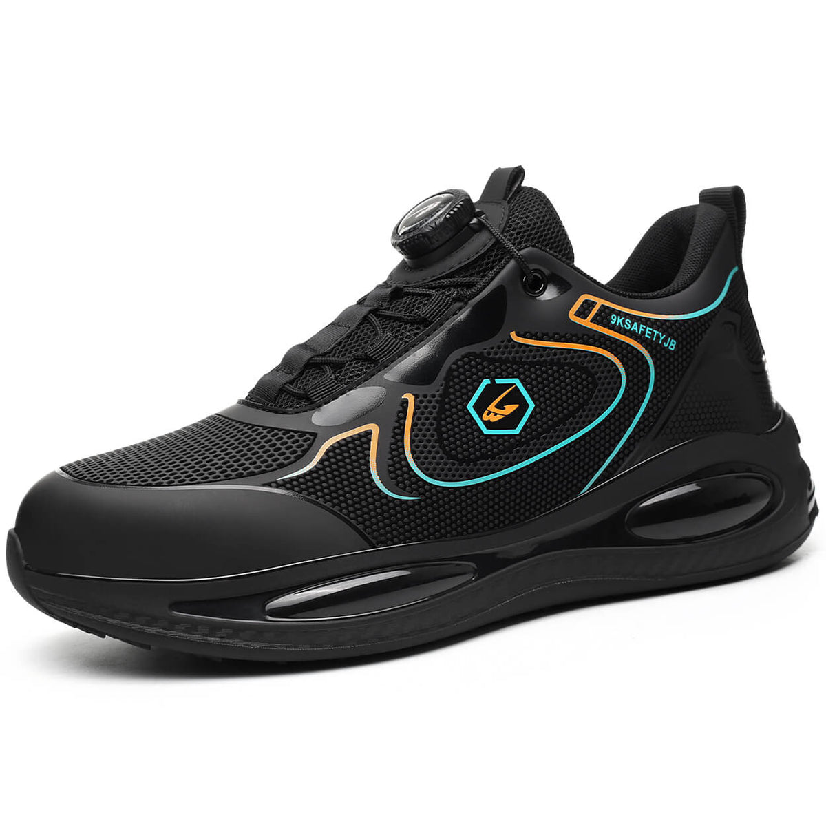 WESTMARE Dial-Lacing Water-resistant Steel Toe Sneakers - Black/White