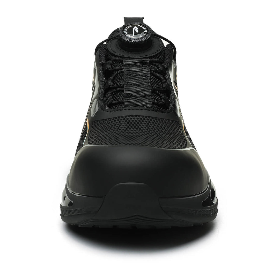 WESTMARE Dial-Lacing Water-resistant Steel Toe Sneakers - Black/White