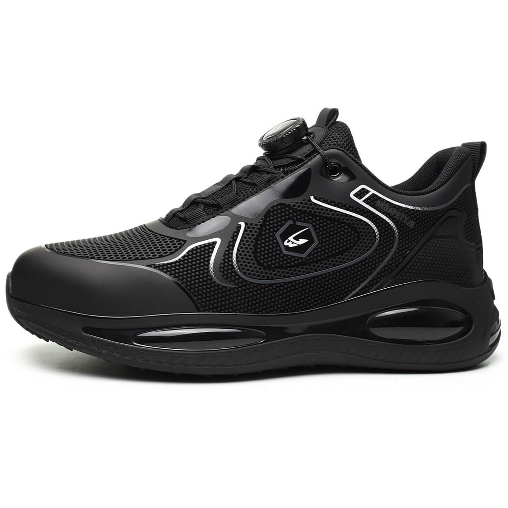 WESTMARE Dial-Lacing Water-resistant Steel Toe Sneakers - Black/White
