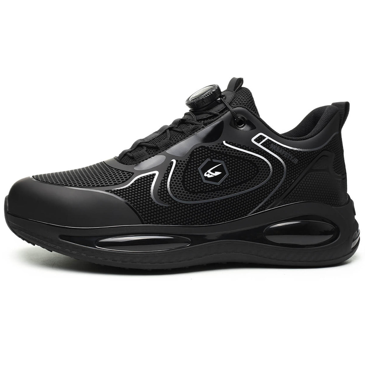 WESTMARE Dial-Lacing Water-resistant Steel Toe Sneakers - Black/White