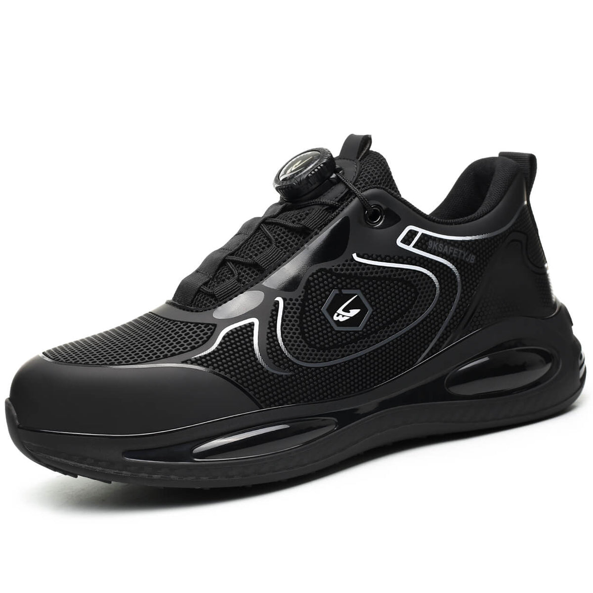 WESTMARE Dial-Lacing Water-resistant Steel Toe Sneakers - Black/White