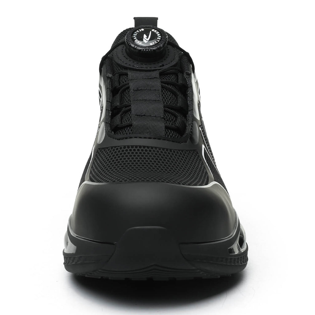 WESTMARE Dial-Lacing Water-resistant Steel Toe Sneakers - Black/White