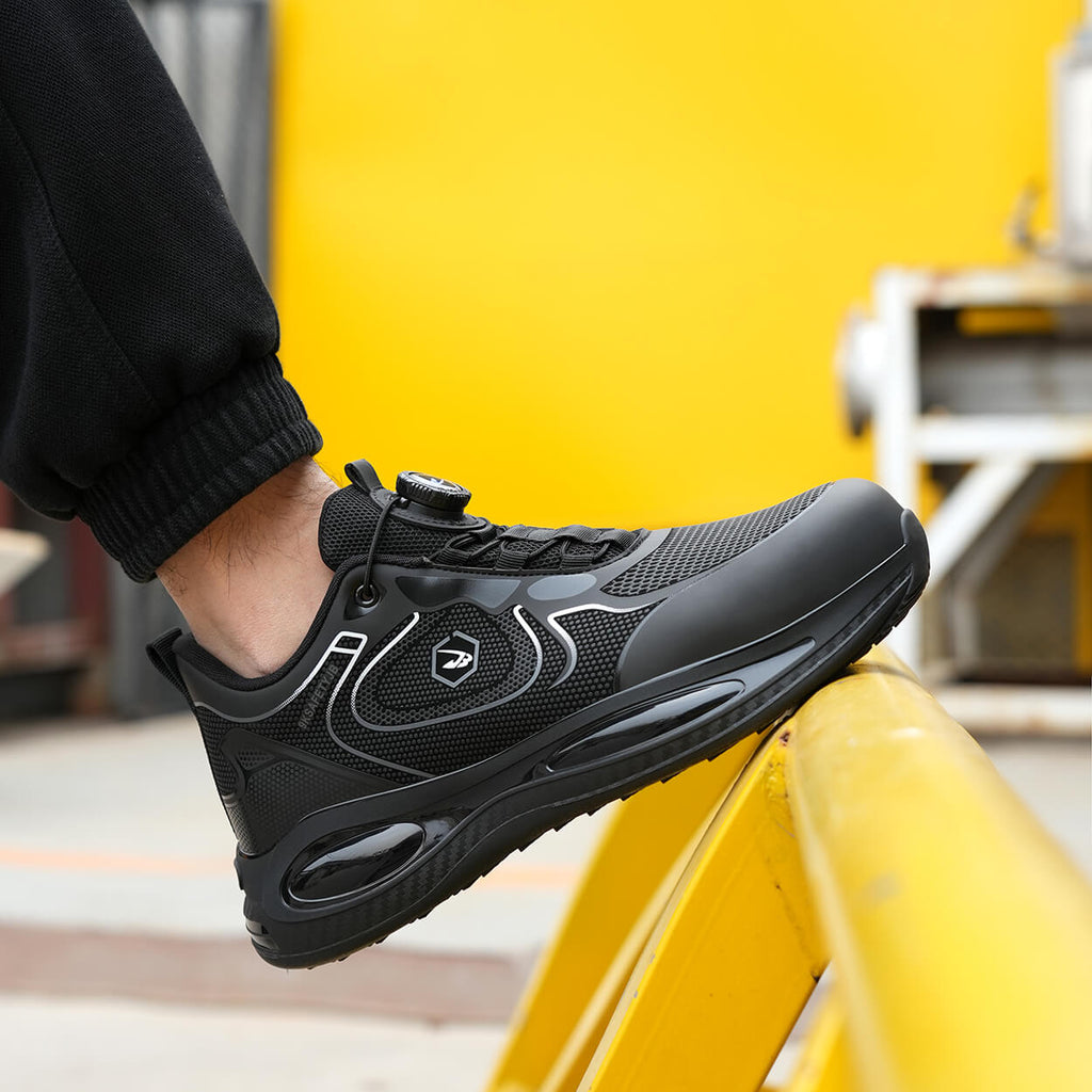 WESTMARE Dial-Lacing Water-resistant Steel Toe Sneakers - Black/Multi