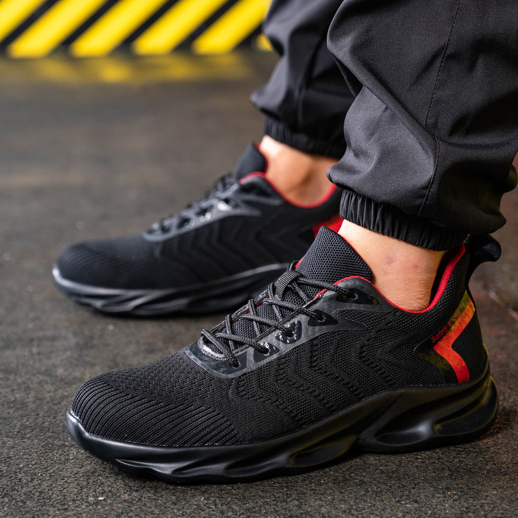 WESTMARE Corex Composite Toe Lightweight Work Sneakers - Black/Red