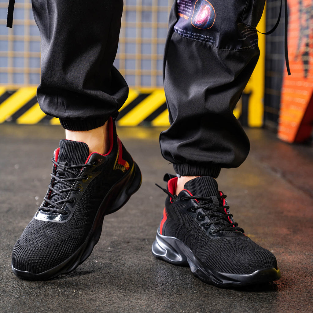 WESTMARE Corex Composite Toe Lightweight Work Sneakers - Black/Red