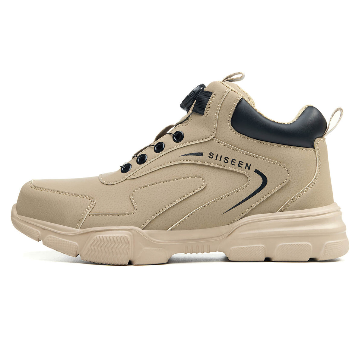 WESTMARE Men's Steel Toe Dial-Lacing Work Boots - Beige