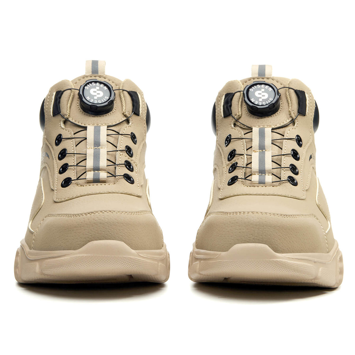 WESTMARE Men's Steel Toe Dial-Lacing Work Boots - Beige