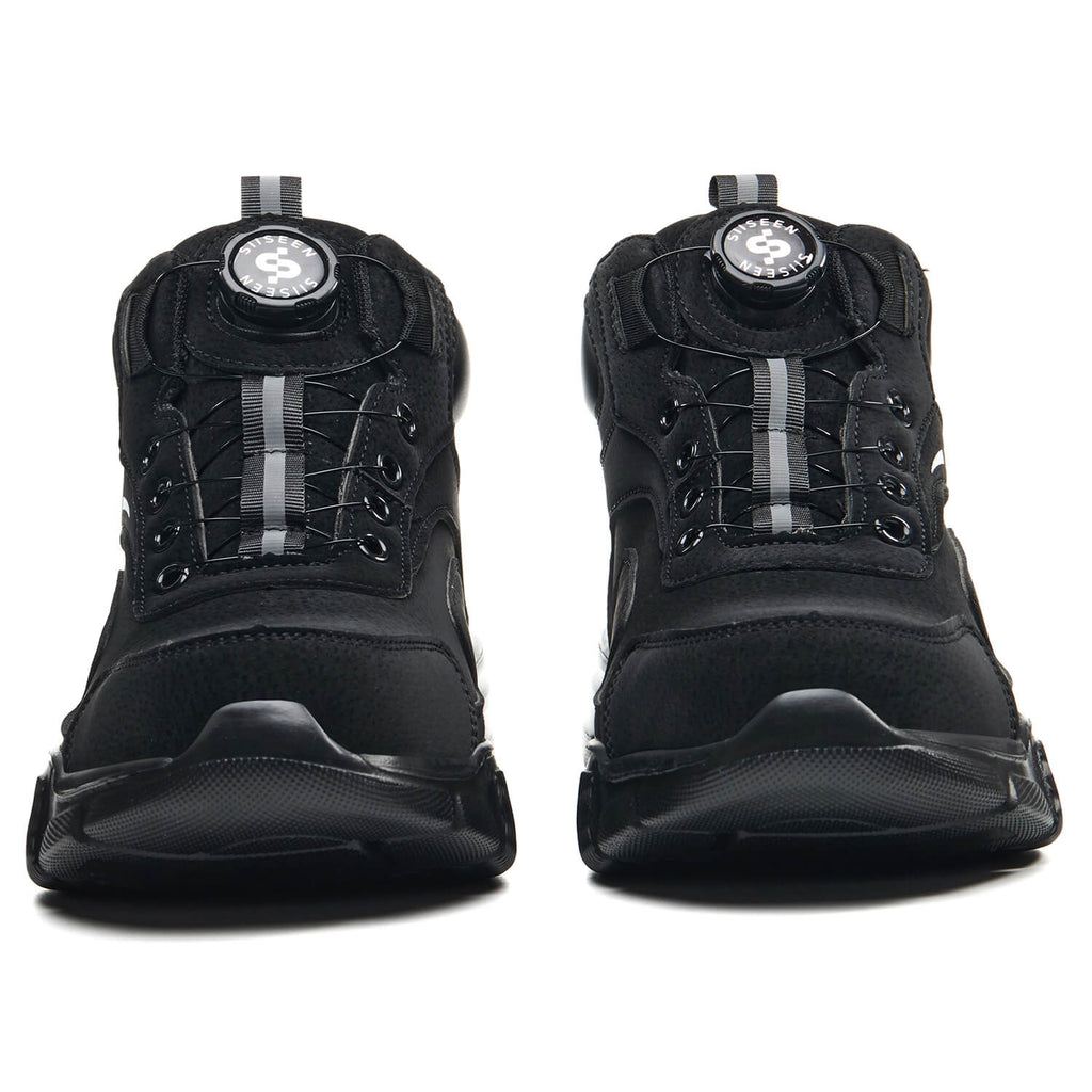 WESTMARE Men's Steel Toe Dial-Lacing Work Boots - Black