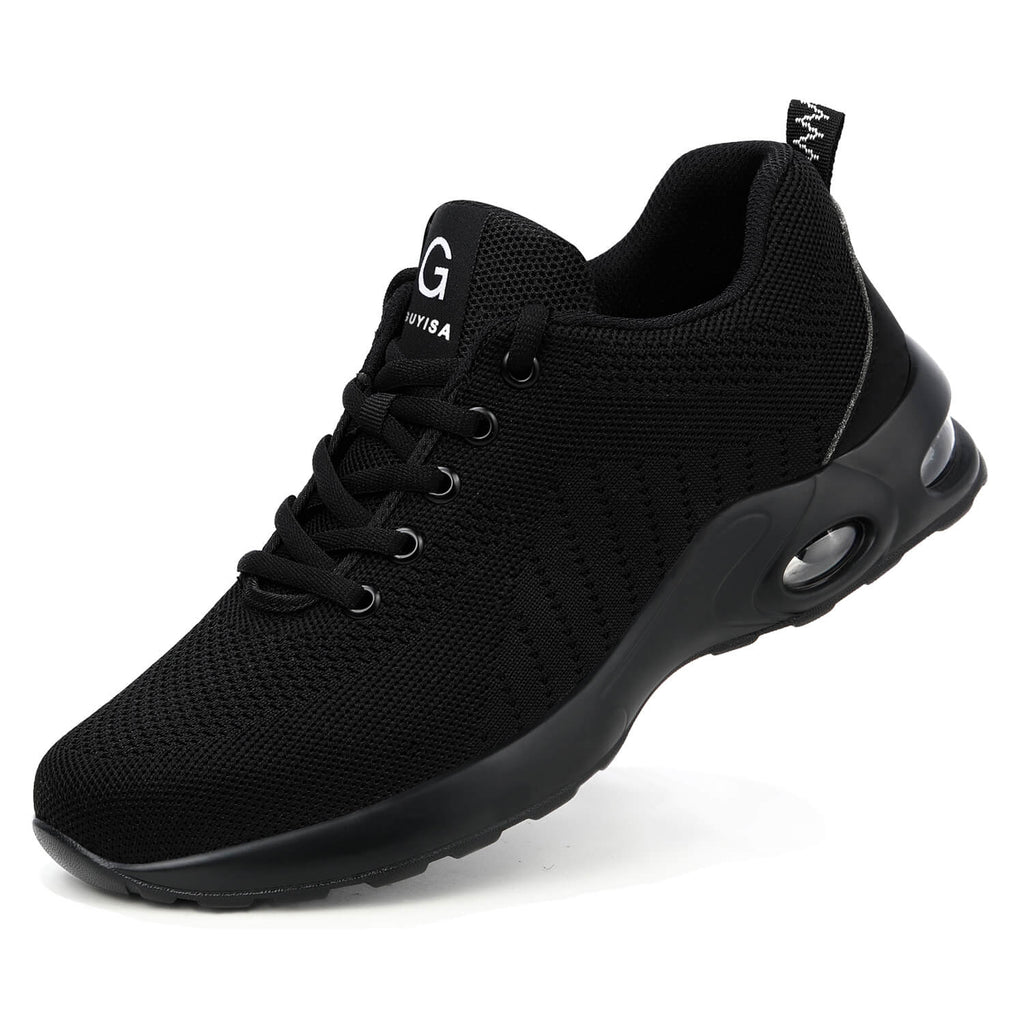 WESTMARE Axton Steel Toe Lightweight Athletic Work Shoes - Black/White